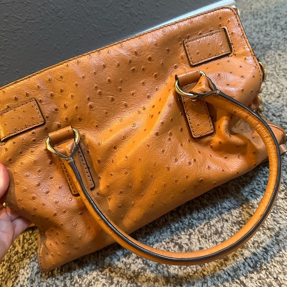michael kors medium brown ostrich satchel - Picture 3 of 6